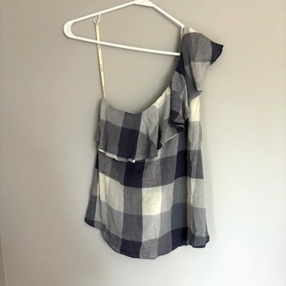 Sweet Wanderer blue plaid one shoulder 100% cotton light weight Large - Picture 3 of 7
